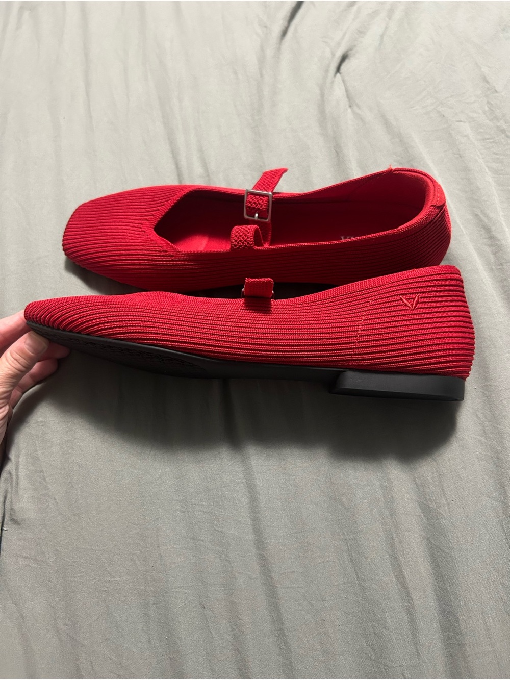Vivaia Square Toe Margot Mary Jane Flats Red Womens Size 10 - Picture 4 of 7